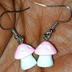 Hand crafted mushroom dingle earrings